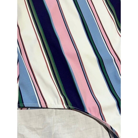 Guess logo Women's striped White/Pink scoop back thong Bodysuit snap closure EUC - Picture 2 of 11